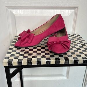 SAILING LU Women's Bowknot Ballet Flats Pointy Toe Suede Dress Shoes Size 71/2